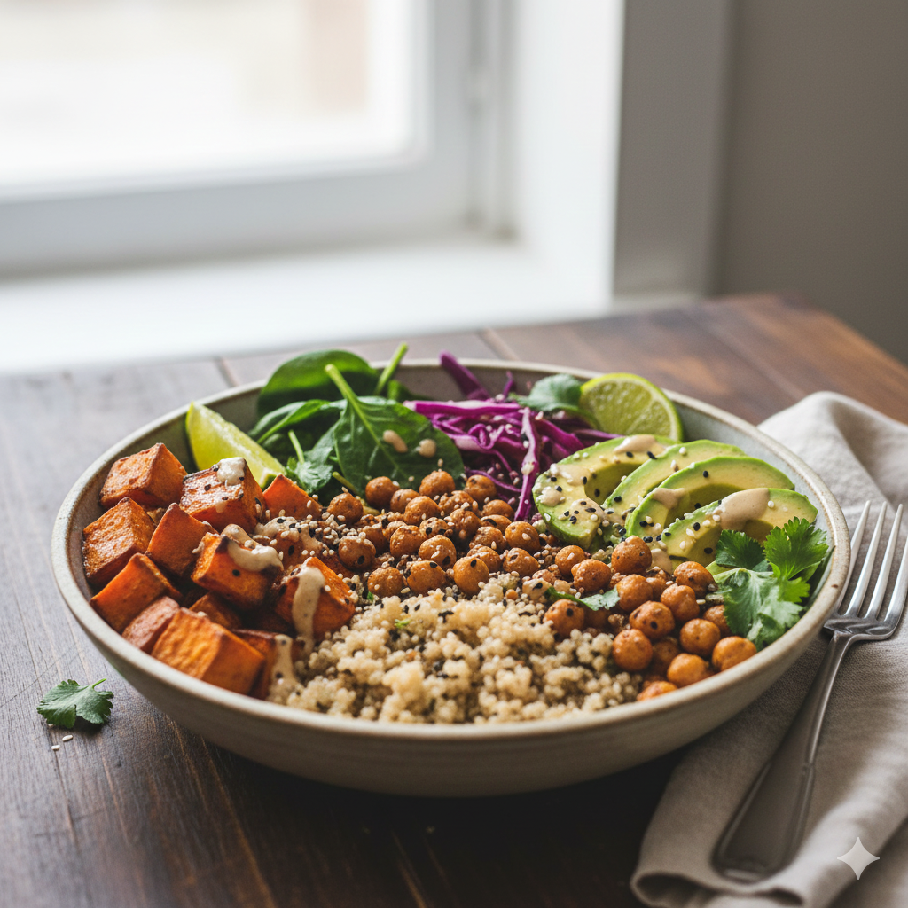 Bowl patate douce rôtie, avocat & graines (ultra réconfort)