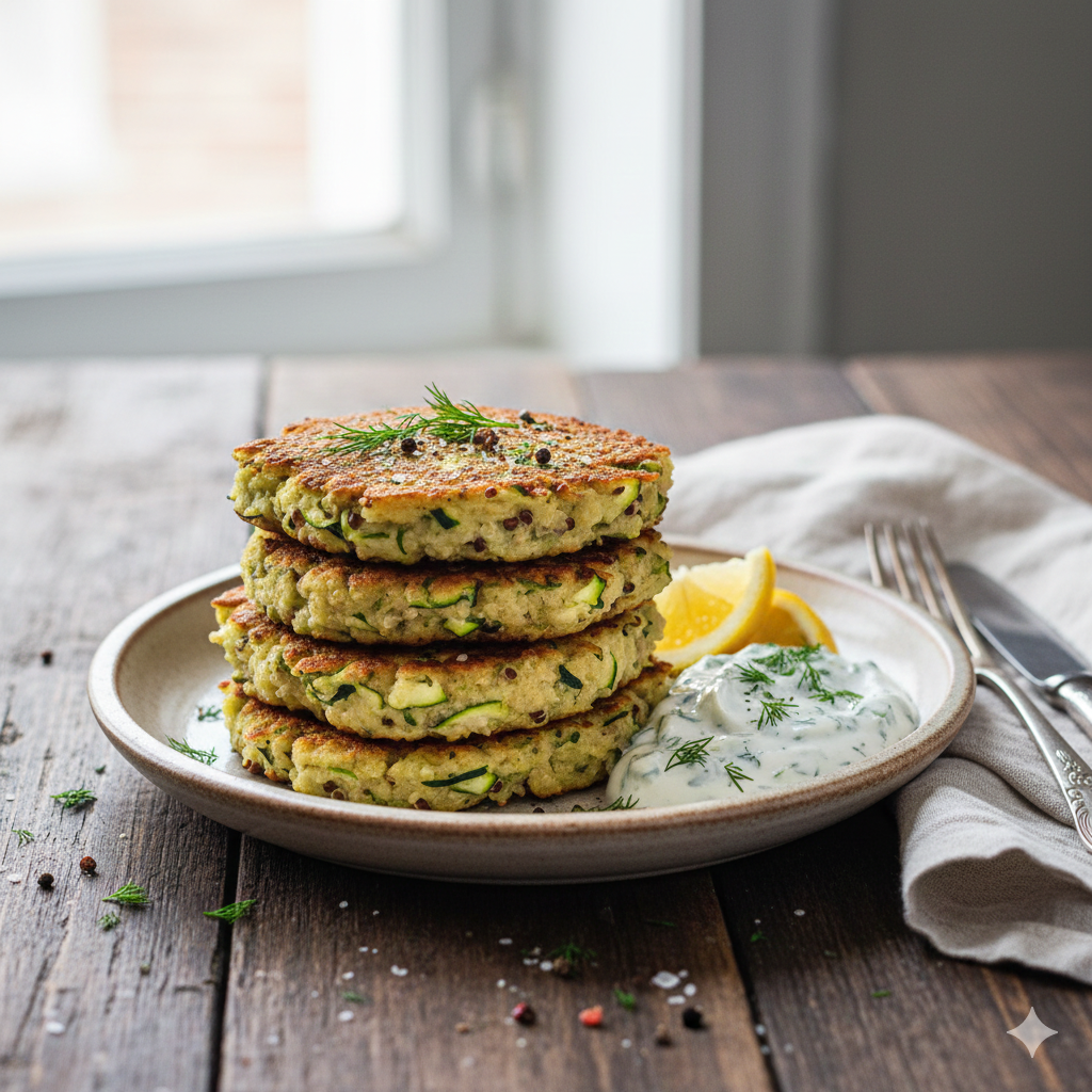 Galettes moelleuses quinoa-courgette (sans gluten)